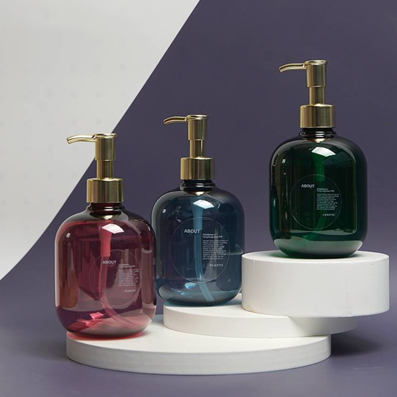 300ml 500ml PET Plast Amber Rund Tom Conditioner Body Lotion Flaska Guld PET Lotion Pump Schampo Flaska 300ml 500ml PET Plast Amber Rund Tom Conditioner Body Lotion Flaska Guld PET Lotion Pump Schampo Flaska