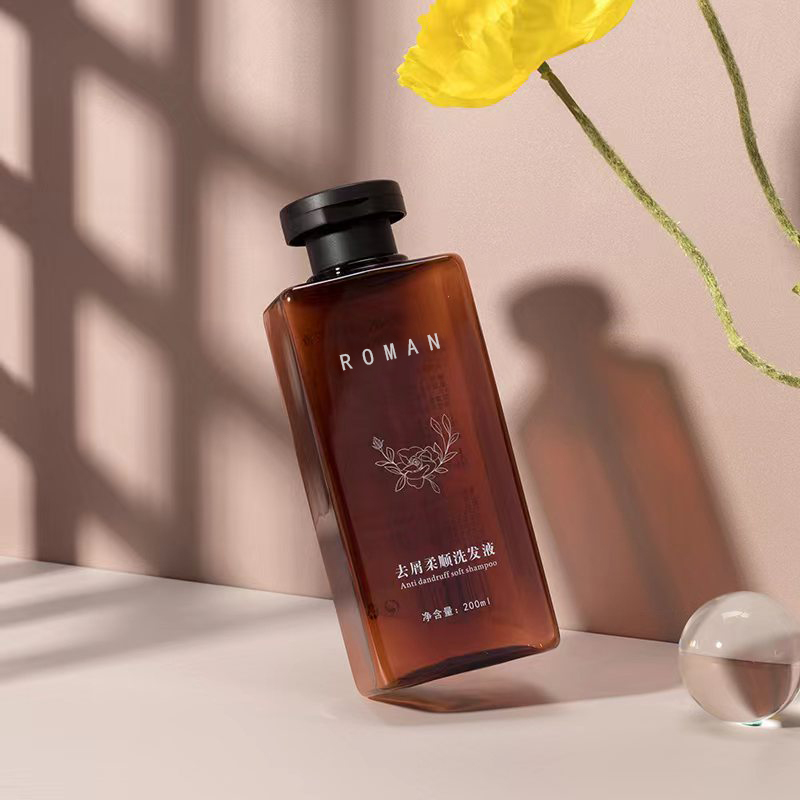 200ml 300ml Hårtorrpressad hårolja PET-flaska med flip-top-lock fyrkantig plastschampo-duschgellotionflaska