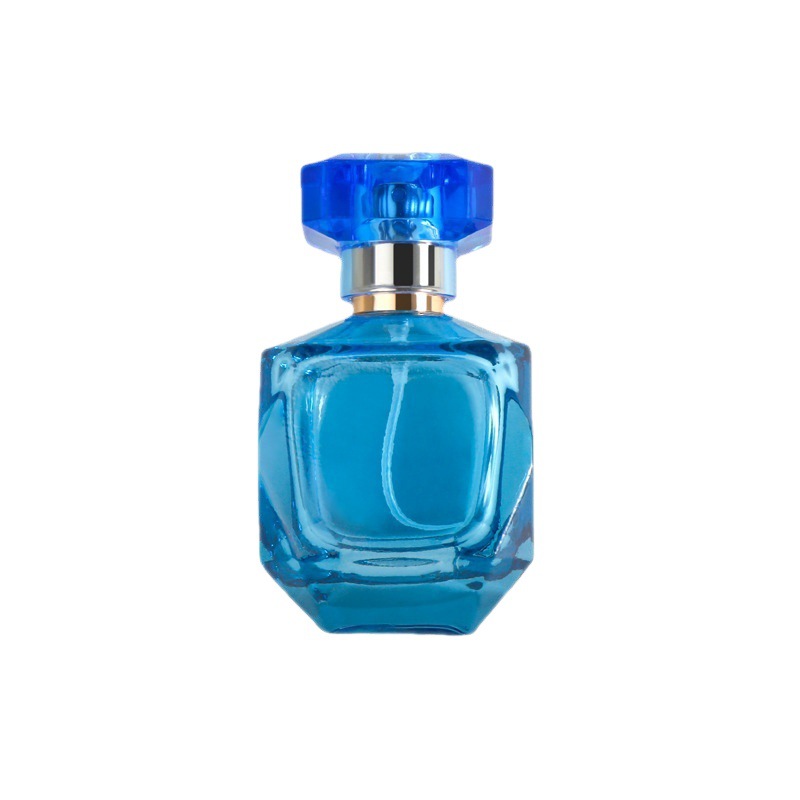 Blå Tomma Glas Spray Parfymflaskor Förpackning Glasflaska