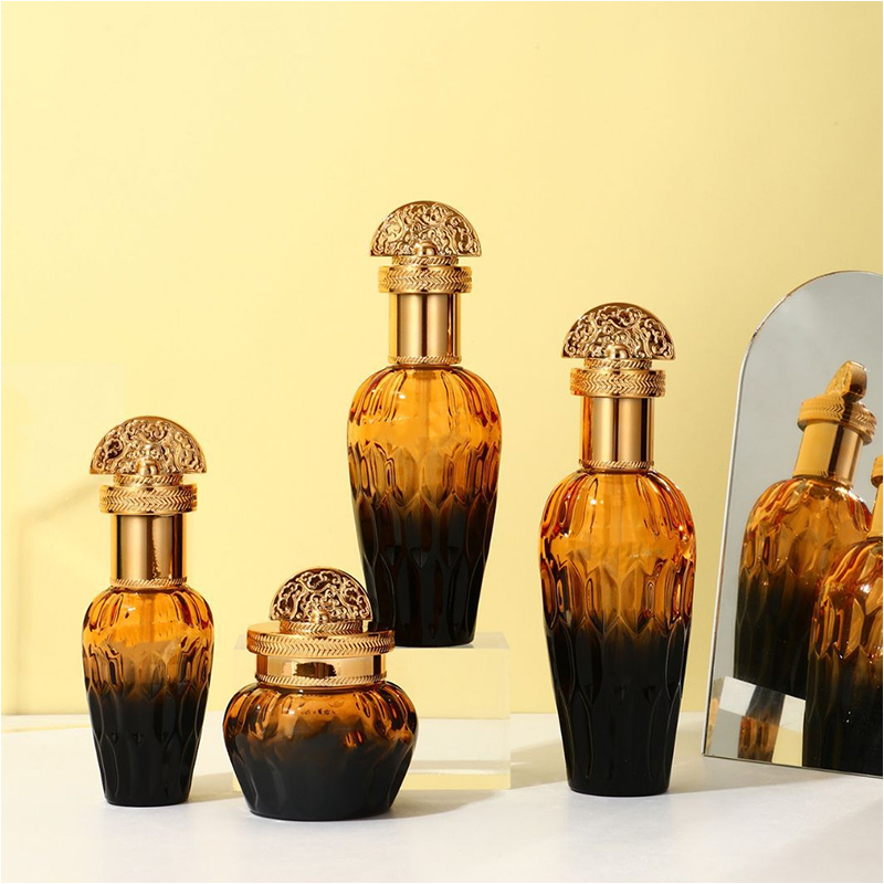 Frostat klart glas Hudvårdsförpackning Kosmetikabehållare Glaslotionflaska med dropppump