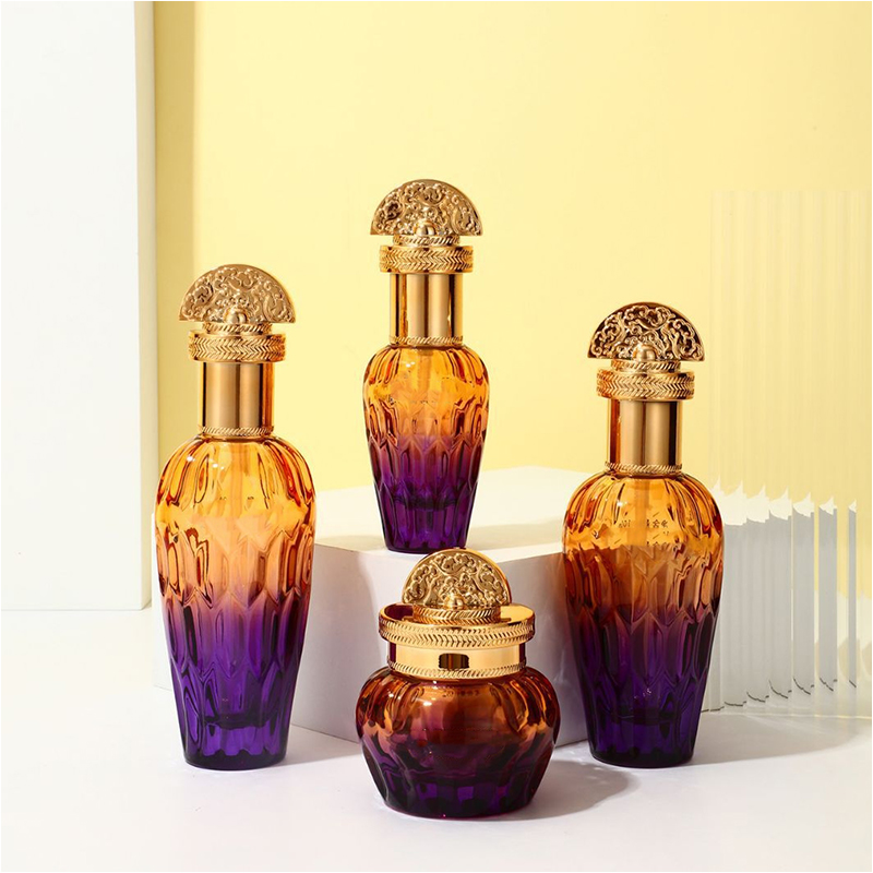 Frostat klart glas Hudvårdsförpackning Kosmetikabehållare Glaslotionflaska med dropppump Frostat klart glas Hudvårdsförpackning Kosmetikabehållare Glaslotionflaska med dropppump