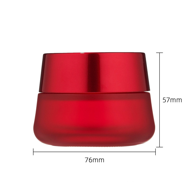 Rund kosmetisk röd gräddburk Tom gräddburk i glas Rund kosmetisk röd gräddburk Tom gräddburk i glas