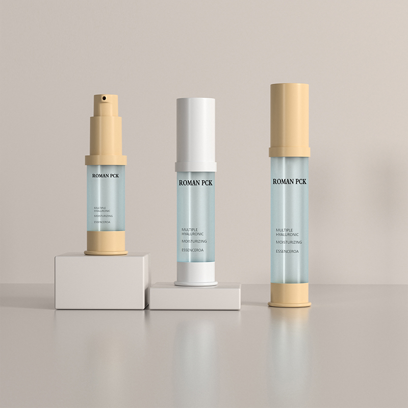 15 ml 30 ml 1 oz frostad luftlös pumpflaska blå slank cylinder hög kosmetisk krämgel för ansiktsserumlotion rougegel