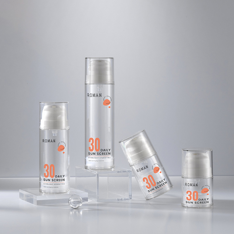 15ml 30ml 50ml 100ml 120ml Transparent Vit Airless förpackning Pumpflaska för hudvård Serum Body Oil