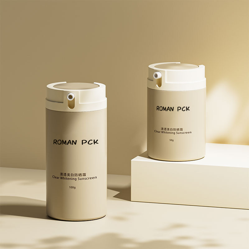 30ml 50ml Beige Airless Lotion Pump Solskyddskrämflaskor för hudvård Serum Ansiktsmask