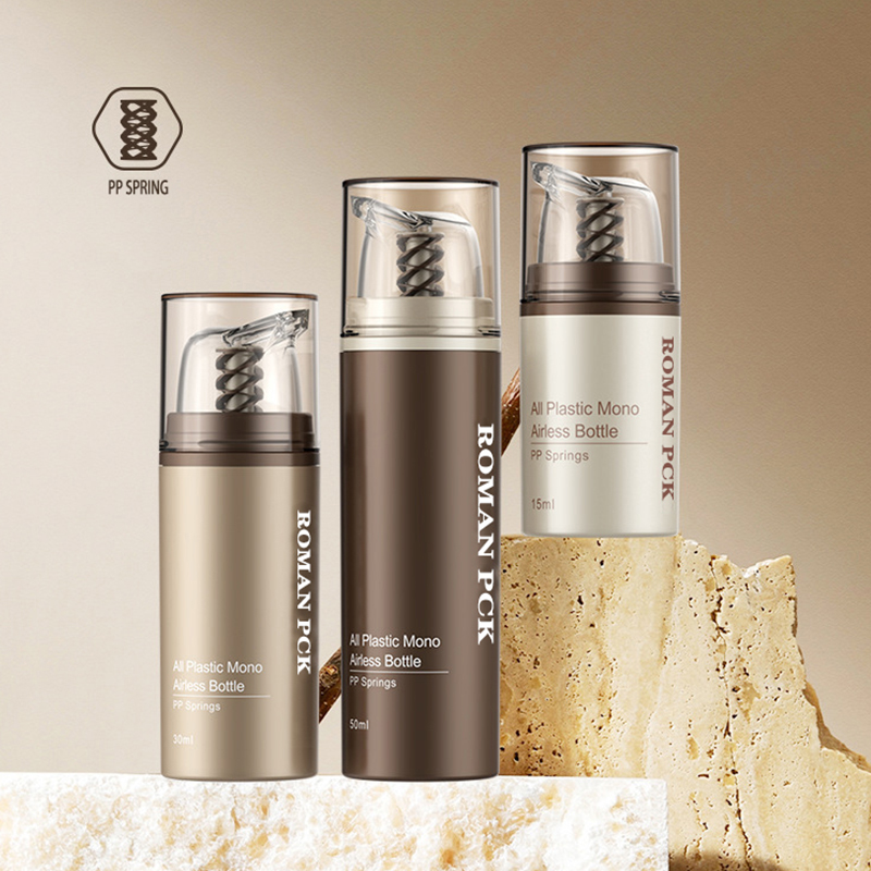 Brun plast Airless Cosmetic Cream Clear Pump Flaska Hudvårdsdispenser Sminkbehållare för Cream Gel Lotion