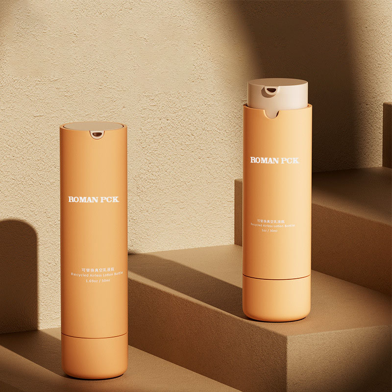 Orange 15 ml 30 ml 50 ml Airless pumpflaska av plast PP Som för Cream Lotion Hudvård Kosmetisk serumförpackning