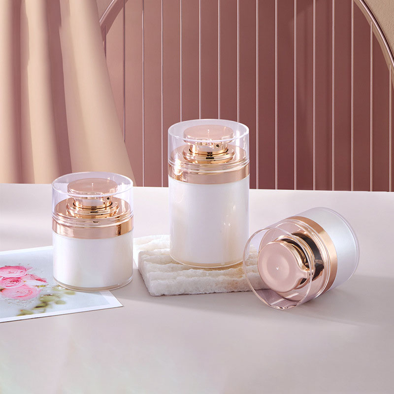 Guld 15g 30g 50g 100g Personal Care Cream Airless Burk Plast Påfyllningsbar Airless Pump Airless Burk