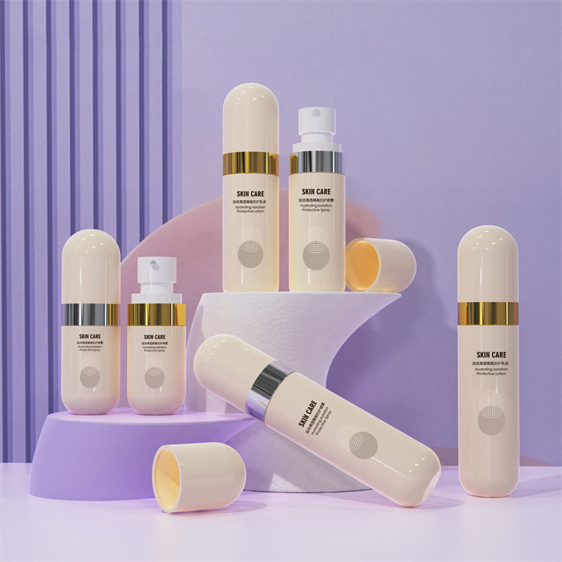 Beige plastflaska 40 ml 60 ml 80 ml flaska alkoholspraybehållare för hudvård Hårdimma Kontinuerlig solskyddssprayflaska