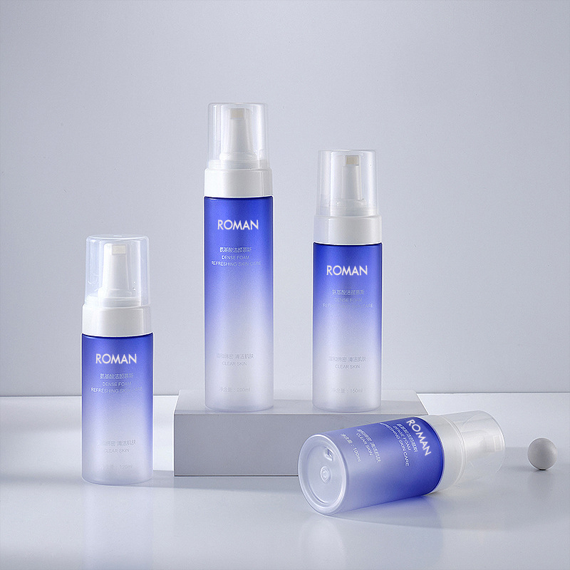 100ml 120ml 150ml 200ml PET Gradient Blå Färg Skum Dispenser för flytande tvål Skumpump Flaska Duschgel Handtvättflaska Badrumstillbehör