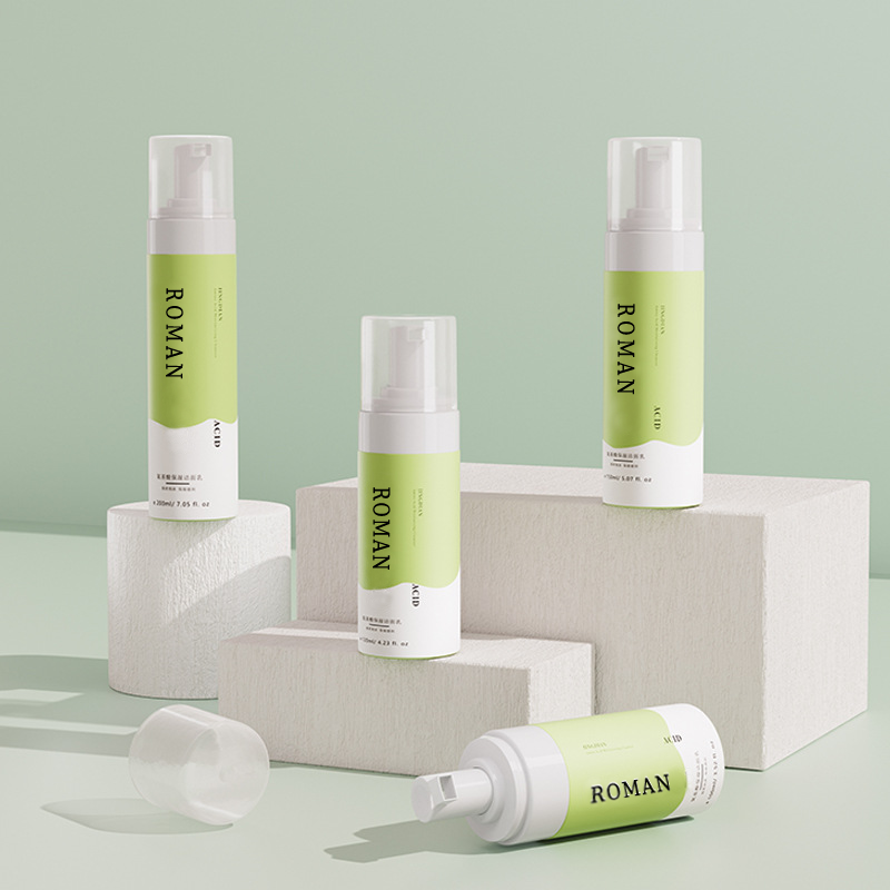 50ml 80ml 100ml 120ml 150ml 200ml Organic Face Wash Foam Bubble Flaska Partihandel Private Label Amino Acid Moisturizing Cleanser Anpassat paket