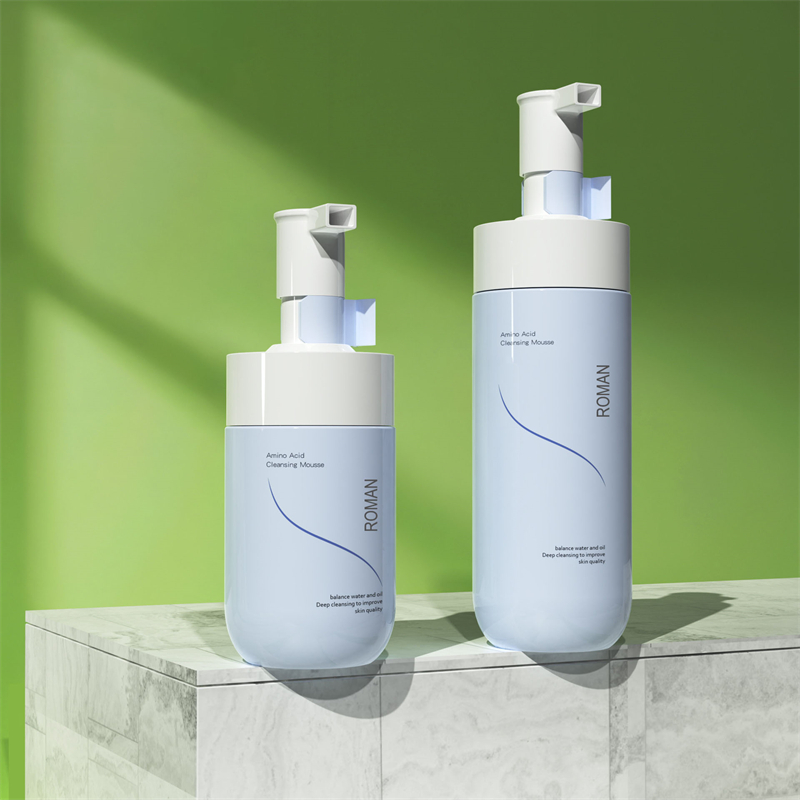 Private Label Facial Whitening Foamer Gentle Cleansing Mousse Bubble Cleanser Blue PET Foam Pump Flaska 150ml 200ml 300ml