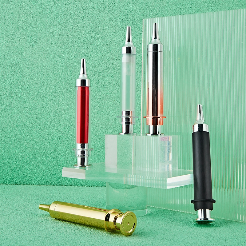 10 ml 15 ml 20 ml kosmetiskt ögonserumkräm Injektionsrör sprutformad luftlös flaska