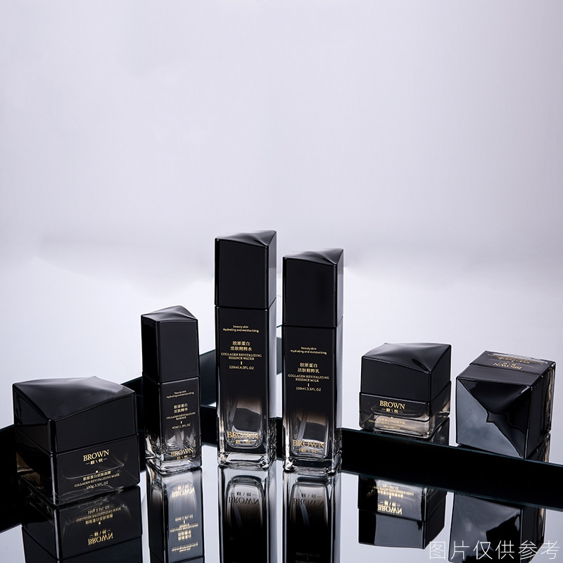 Unik fyrkantig krämburk i glas med höjt lockdesign för kosmetiska förpackningar Unik fyrkantig krämburk i glas med höjt lockdesign för kosmetiska förpackningar