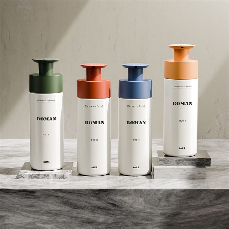 200ml 300ml 400ml 600ml PET-plast runda pumpflaskor för schampo Body Wash Lotion Flytande Handtvål Duschgel Förpackning