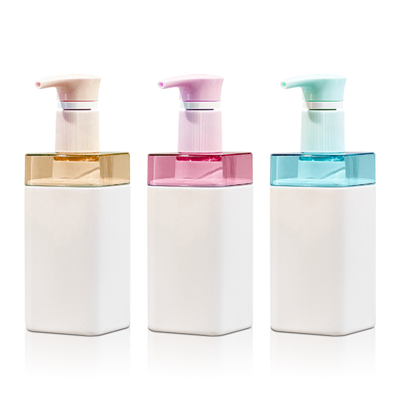 500 ml 750 ml lyxig tom kosmetisk fyrkantig axel Plast hotelllotion schampopumpflaska och balsam med tvålautomat för handtvätt 500 ml 750 ml lyxig tom kosmetisk fyrkantig axel Plast hotelllotion schampopumpflaska och balsam med tvålautomat för handtvätt