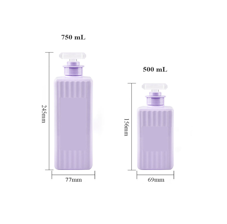 500 ml 750 ml fyrkantig plastflaska för husdjurslotionpump med randig yta för hårolja Schampo och balsam kosmetisk behållare 500 ml 750 ml fyrkantig plastflaska för husdjurslotionpump med randig yta för hårolja Schampo och balsam kosmetisk behållare