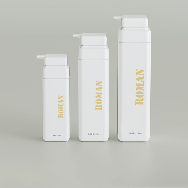 Lyxig tom plastkroppsolja schampoflaska 300 ml 500 ml 750 ml frostad kosmetisk lotionpumpflaska för mjölkduschgel