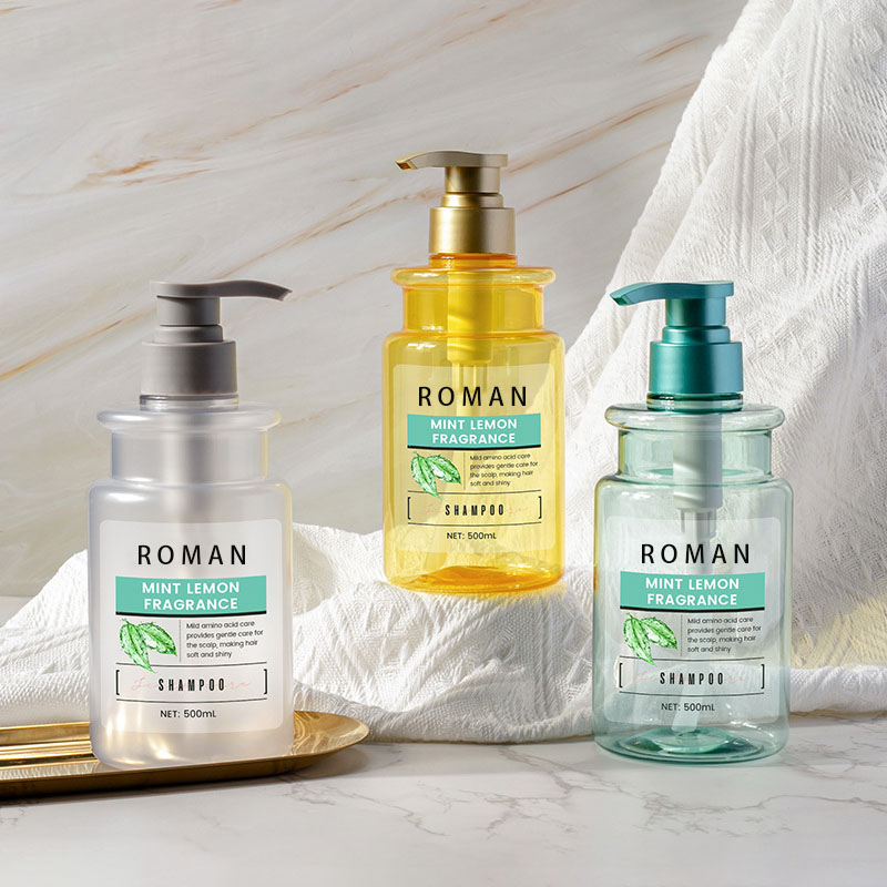 PET-flaska 300ml 500ml Plastpress Transparent Body Lotion Schampo Duschflaska Pumptätning för Kräm Parfym Kroppsvård