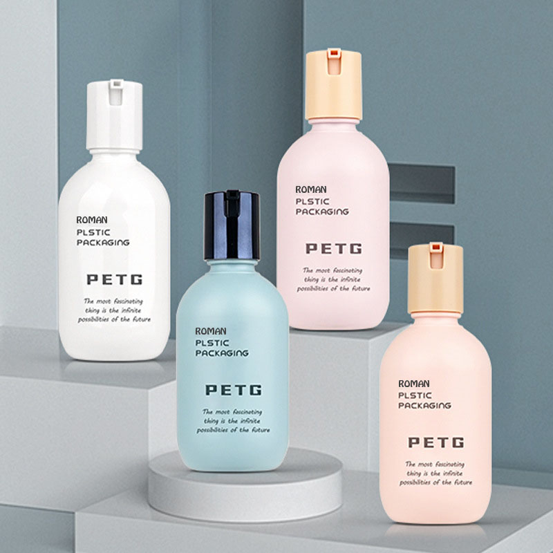 Påfyllningsbar ny design Spf 50+ Solskyddsmedelsförpackningsflaska 50ml 80ml 130ml Kosmetisk plast Hudblekande Solskyddslotion Sprayflaska