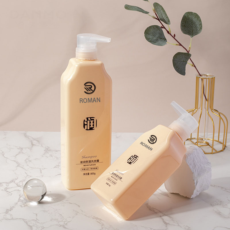 500ml 800ml Gul plast Body Milk Lotion Pump PET Plast Kosmetisk Soft Touch Feeling Shampoo Squeeze Flaska