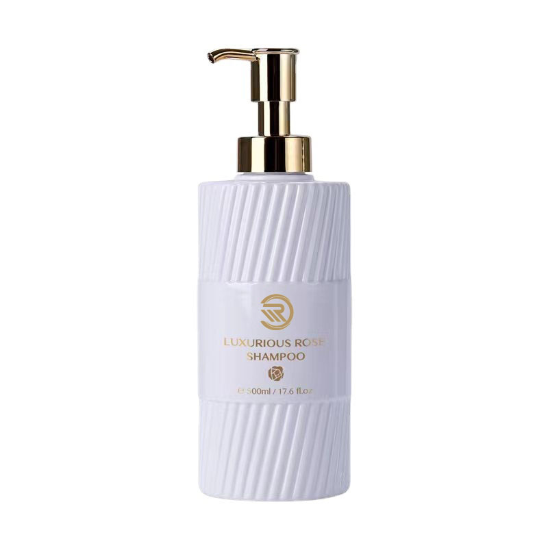 Miljövänlig 500 ml platt axelschampo duschgelflaska Vit svart randpressande plastpump Emulsionsförpackning för användning med lotion Miljövänlig 500 ml platt axelschampo duschgelflaska Vit svart randpressande plastpump Emulsionsförpackning för användning med lotion