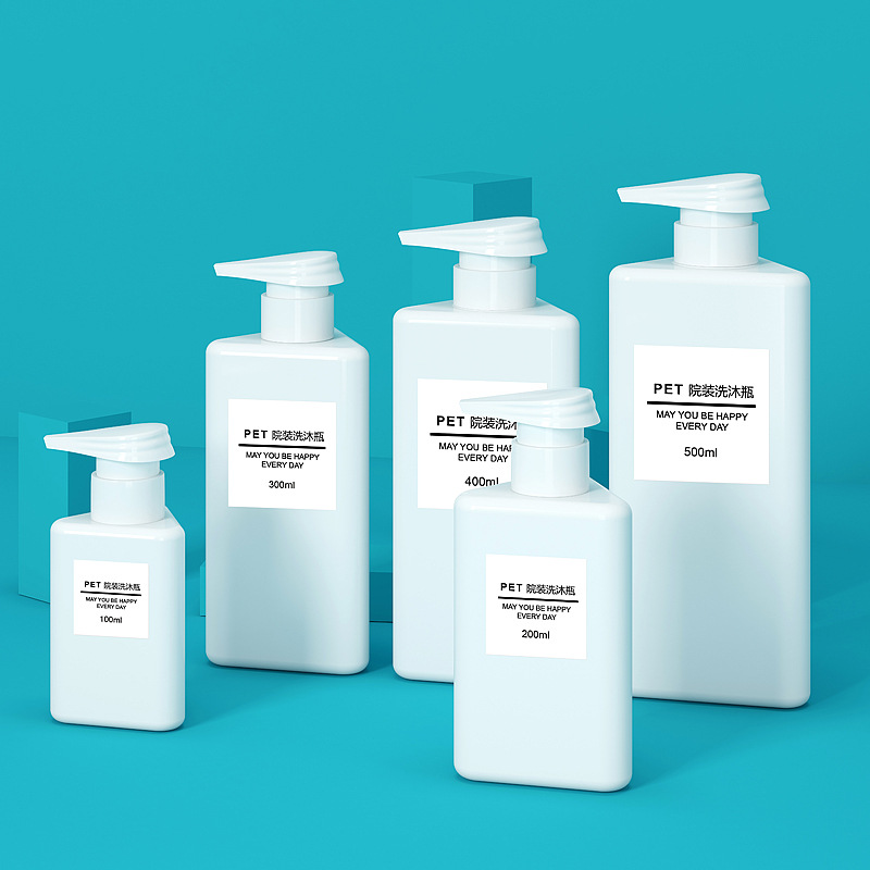 Ny trekantig PET-plastflaska för ansiktsrengöringslotion eller hudvårdslotion 100 ml 200 ml 300 ml 400 ml 500 ml kosmetisk flaska