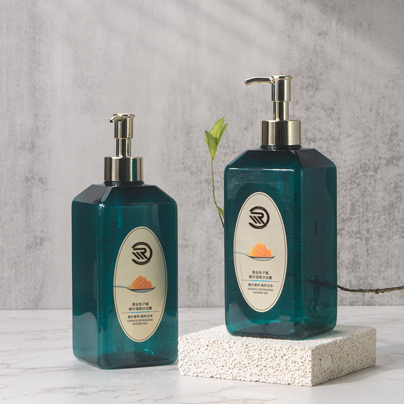 Private Label PET Plast Mörkgrön Hudvård Fuktighetskräm Body Lotion Hårvård Schampo Dispenseringsflaska Behållare 550ml