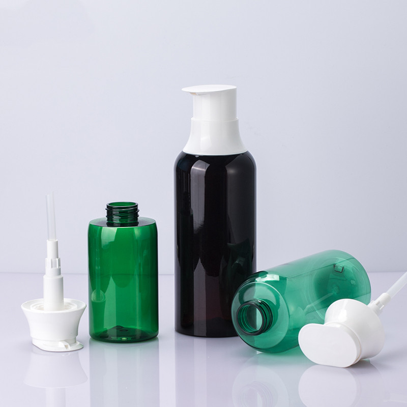 Unik grön 300 ml 500 ml 650 ml PET New Shape Body Lotion Cream Tom flaska Rund axel schampoflaska med pumptätning för hudvård Unik grön 300 ml 500 ml 650 ml PET New Shape Body Lotion Cream Tom flaska Rund axel schampoflaska med pumptätning för hudvård